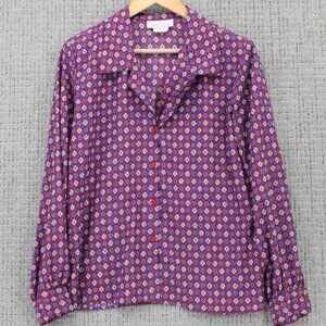 Vintage Anna Kriste Hippie Shirt Women Medium M Multicolor Button Down Retro 80s
